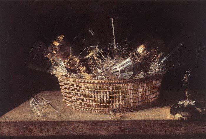 Sebastian Stoskopff Still-Life of Glasses in a Basket Sweden oil painting art